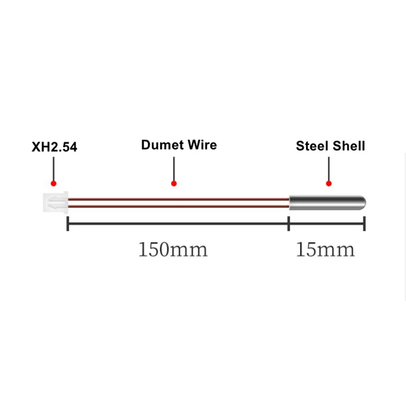 NTC100K ترقية دوميت سلك الثرمستور خرطوشة XH2.54 دبوس ل Voron 2.4/1.8/0.1 طابعة ثلاثية الأبعاد درجة الحرارة الاستشعار 3*15 مللي متر 15 سنتيمتر