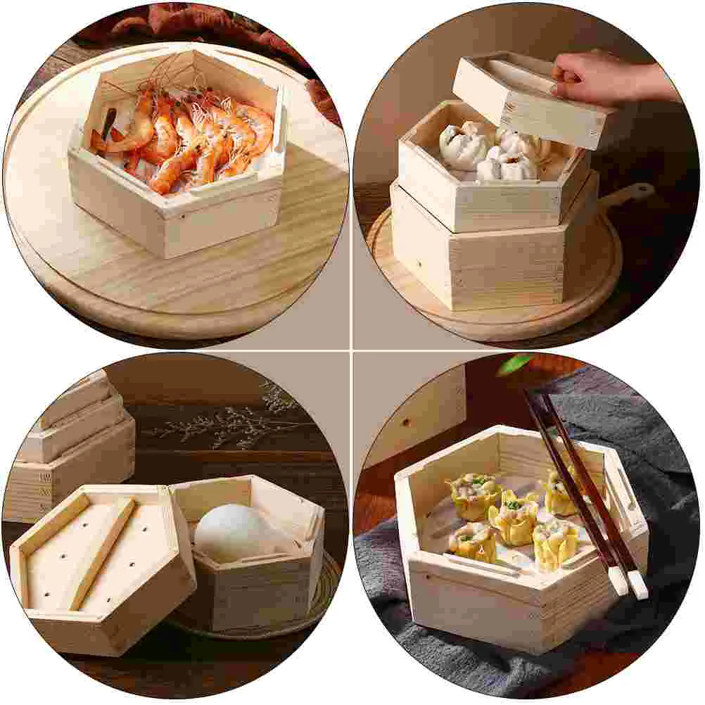 Chinese Food Steamers Diamond Wood Pot Practical Wooden Basket Asian Multi-functional