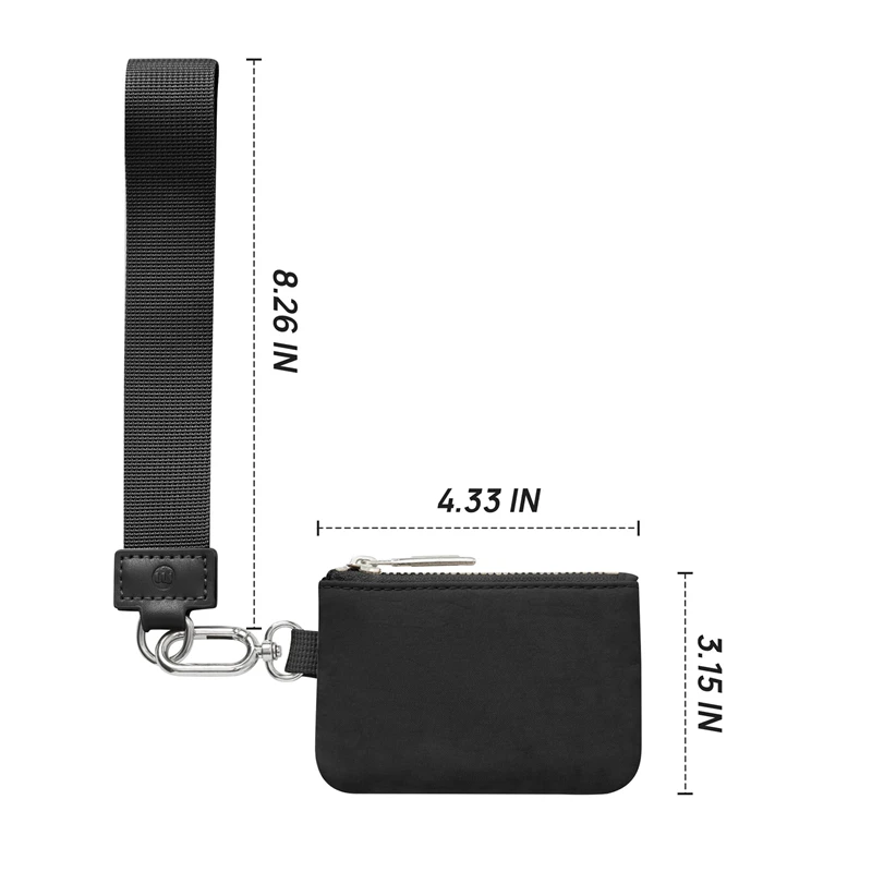 Double Pouch Wristlet Keychain Wallet Small Zipper Coin Purse Women Portable Detachable Key Card Holder Change Pocket Handbag