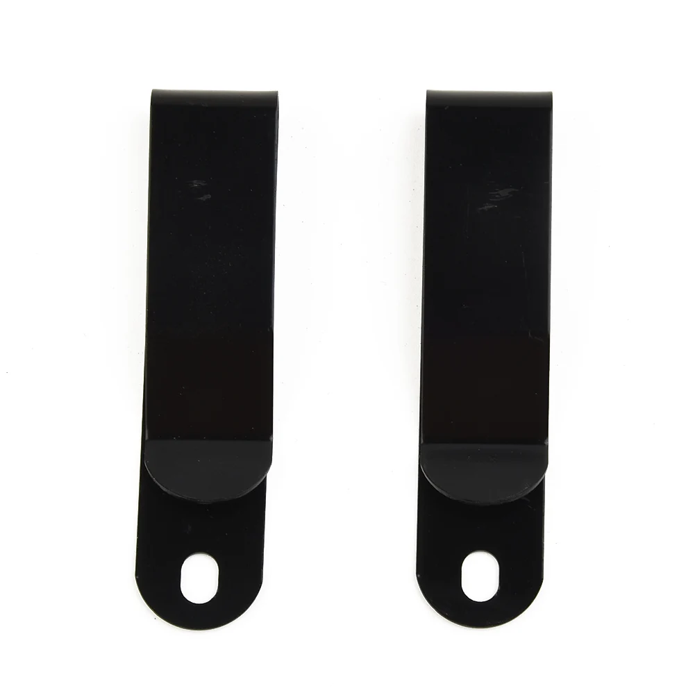 Sheath Holster Steel Belt Clip 2pcs 62.5*15mm Electroplating Matte Black Manganese Small Small Tools Stainless Steel Practical