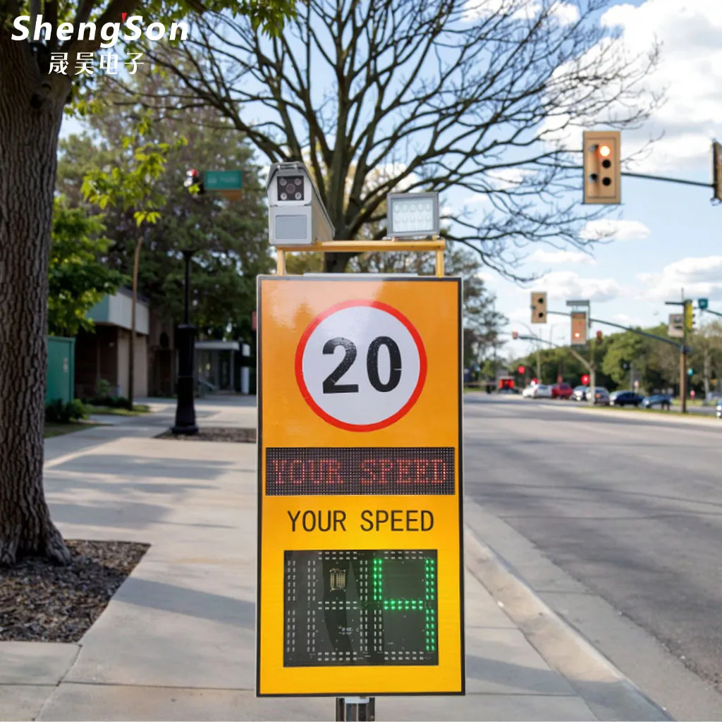 Solar Outdoor Radar Speed Feedback Sign ANPR Camera Flash Light Aluminum/Galvanized Steel Fourth Grade Reflective Film Traffic