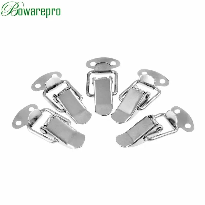 bowarepro Hardware Cabinet Boxes Spring Loaded Latch Catch Toggle Iron Hasp For Sliding Door Window Cabinet+Screw 43*21MM 5pcs