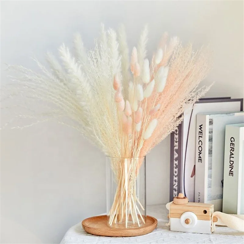 Home Decor Supplier Room Home Decorations Pink Dried Pamps Grass Flowers Bouquet Boho Pampas Floral Bohemian Chic Decorations