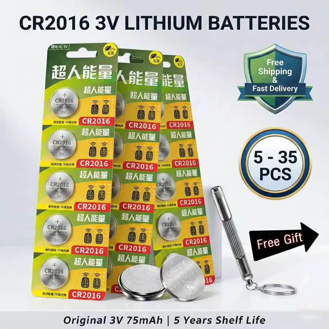 

[Brand]CR2016 3V Lithium Battery Button Cell for Car Key Fob Watch CMOS;5-35PCS DL2016 BR2016 LM2016 ECR2016 KCR2016 Pilas Botón