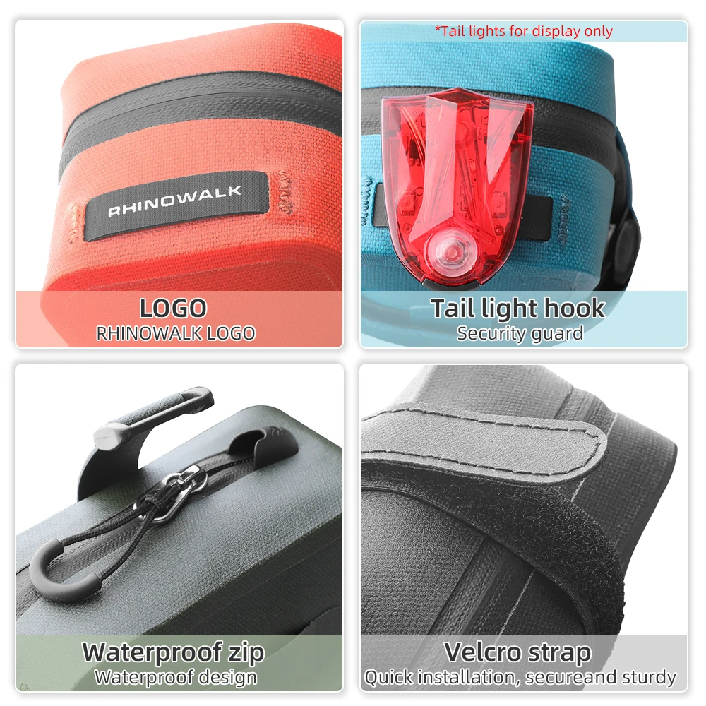 Rhinowalk Bicycle Saddle Bag 0.4L Portable Bike Seatpost Bag Waterproof Tail Seat Bag Universal Cycling Seat Pouch Rear Pack