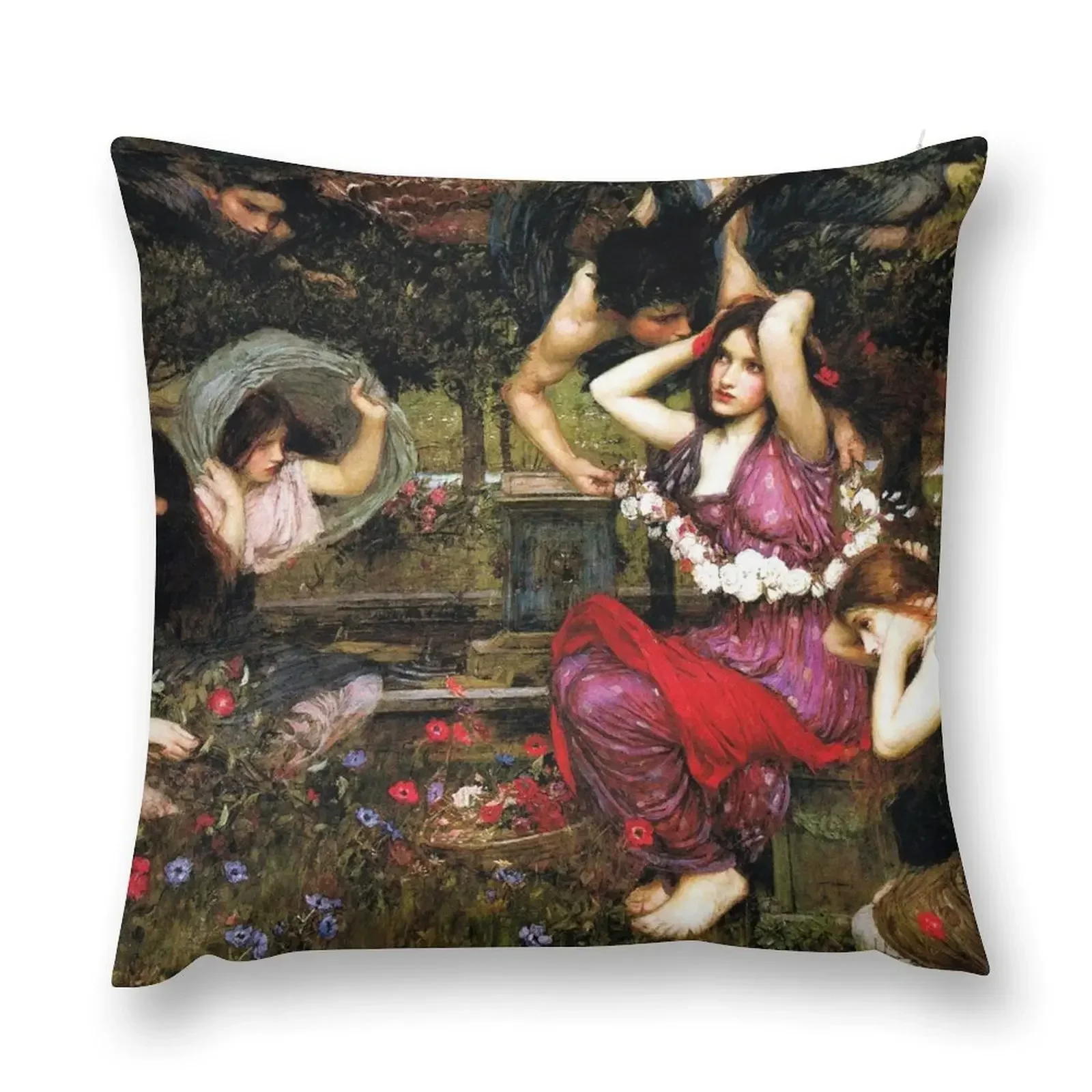 Flora and the Zephyrs - John William Waterhouse Throw Pillow Pillowcases pillows decor home Pillowcase pillow