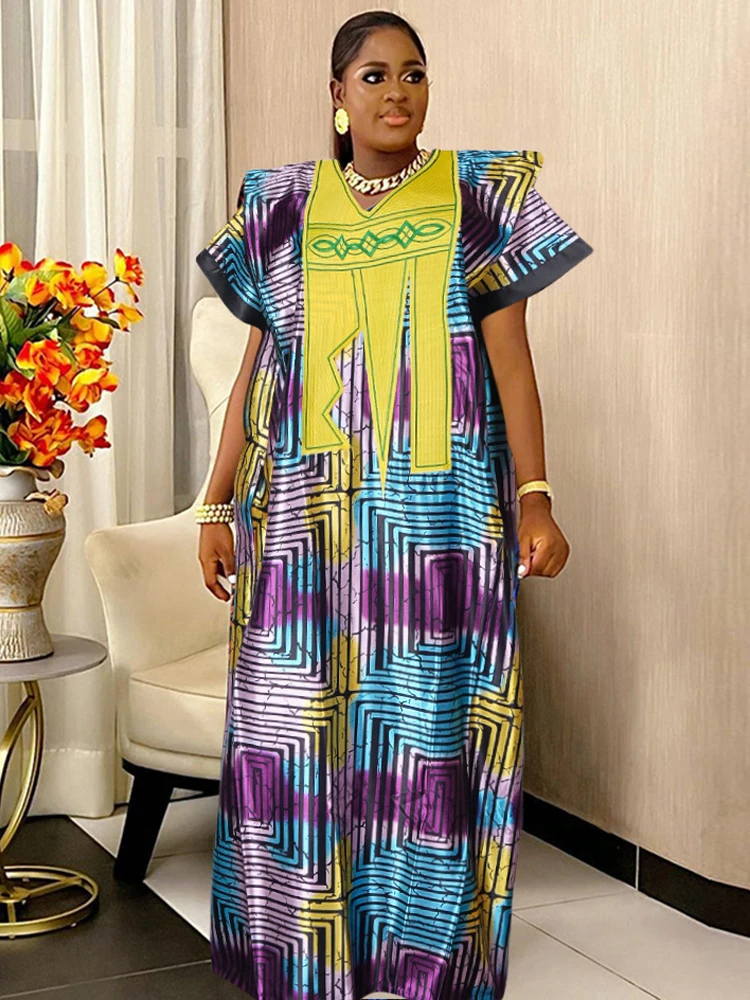 Wedding Party Traditional Dresses For Women African Dashiki Print Embroidery Outfits Loose Boubou Special Events Evening Gowns