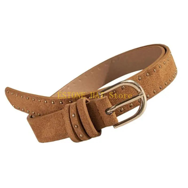 49MF Punk Buckles Waist Belts Flaring Dress Belt Exhaust Eyelet Belt Personality