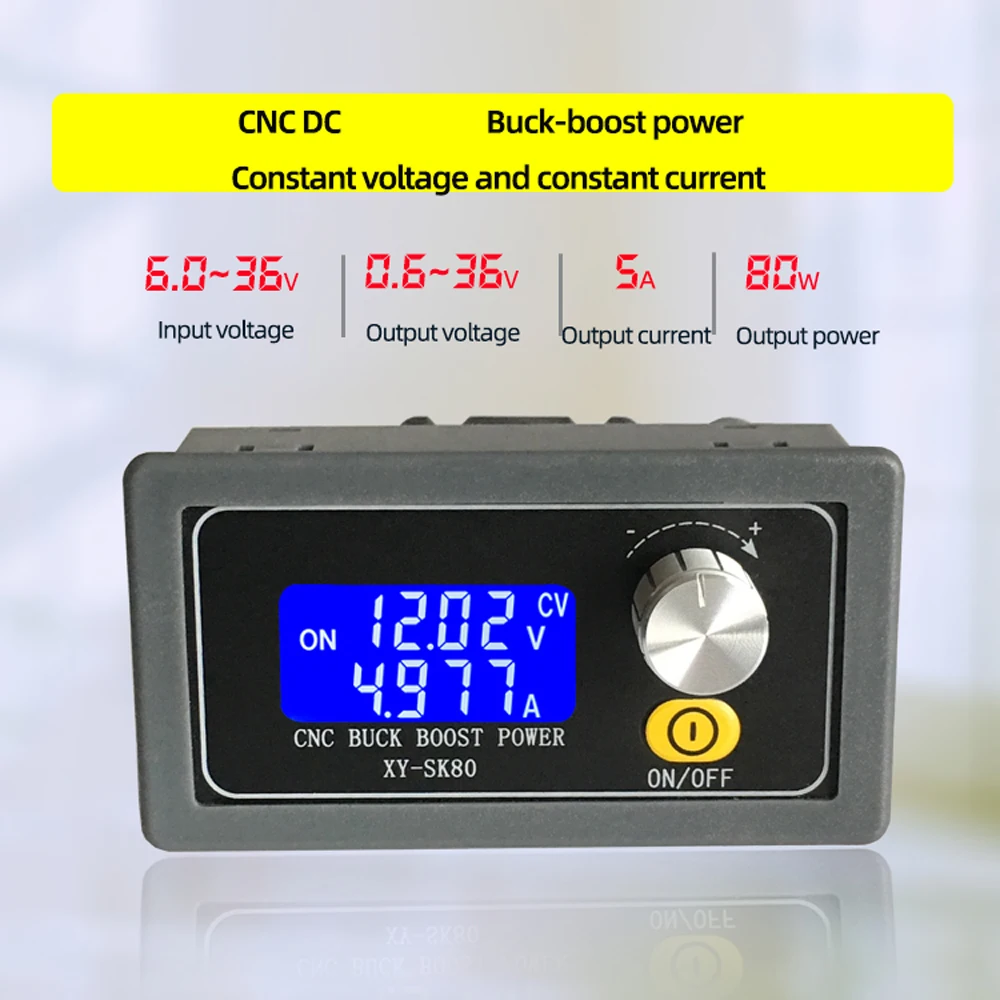 

XY-SK80 Adjustable Boost Buck Power Supply Module DC-DC Convertor 80W Step-up/down Power Supply Board DC6-36V to 0.6-36V