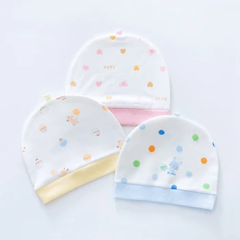 귀여운 코튼 아기 모자, 부드러운 탄성 신생아 따뜻한 비니 모자, 싱글 레이어 보넷 터번, 0-3 개월 아기 남아 여아, 1 개