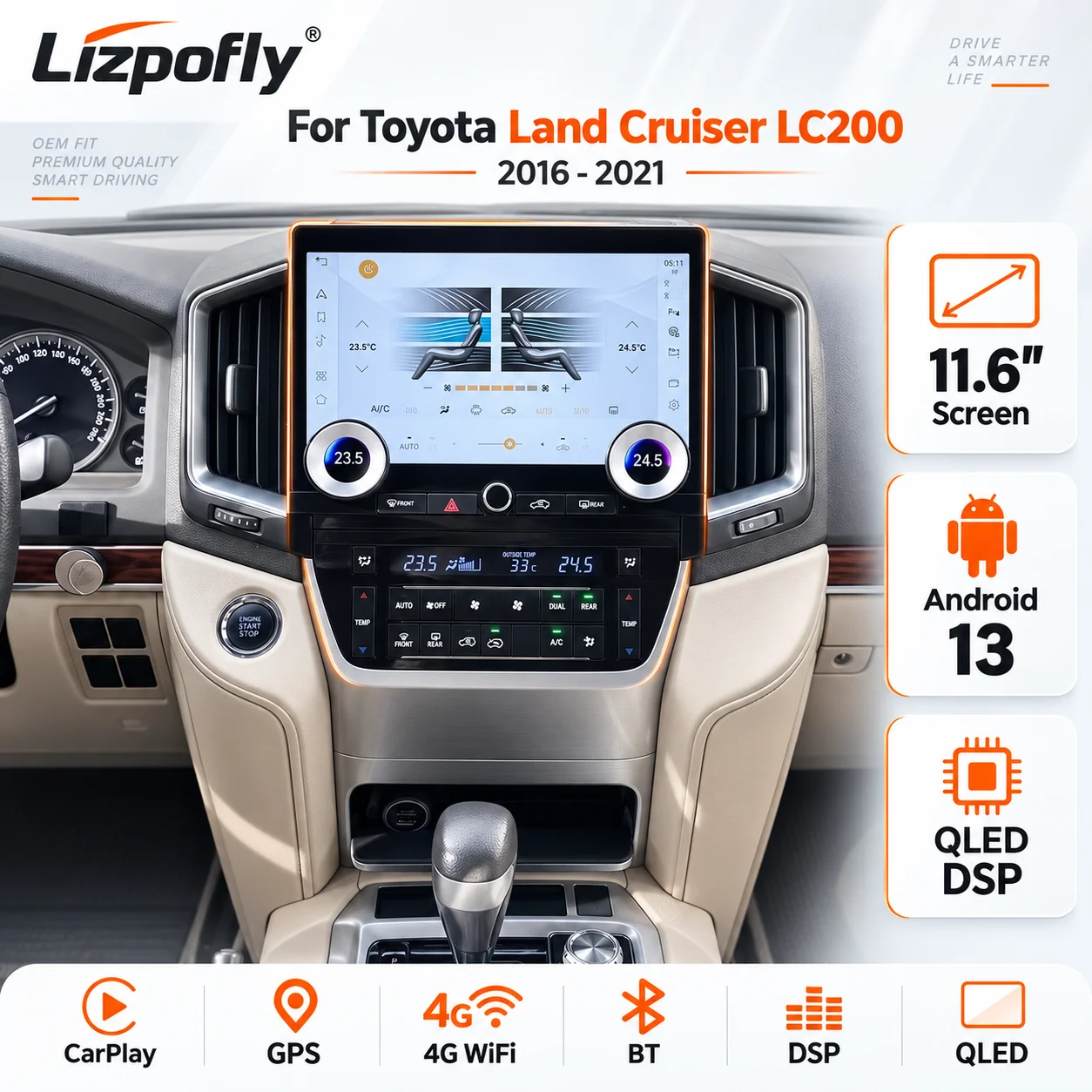 Lizpofly for Toyota Land Cruiser LC200 2016-2021 11.6