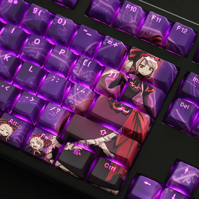 Imagem -04 - Anime Overlord 108 Keycap Pbt Sublimação de Tinta Transmissão de Luz Perfil Cereja mx Interruptor de Eixo Cruzado para Teclado Mecânico