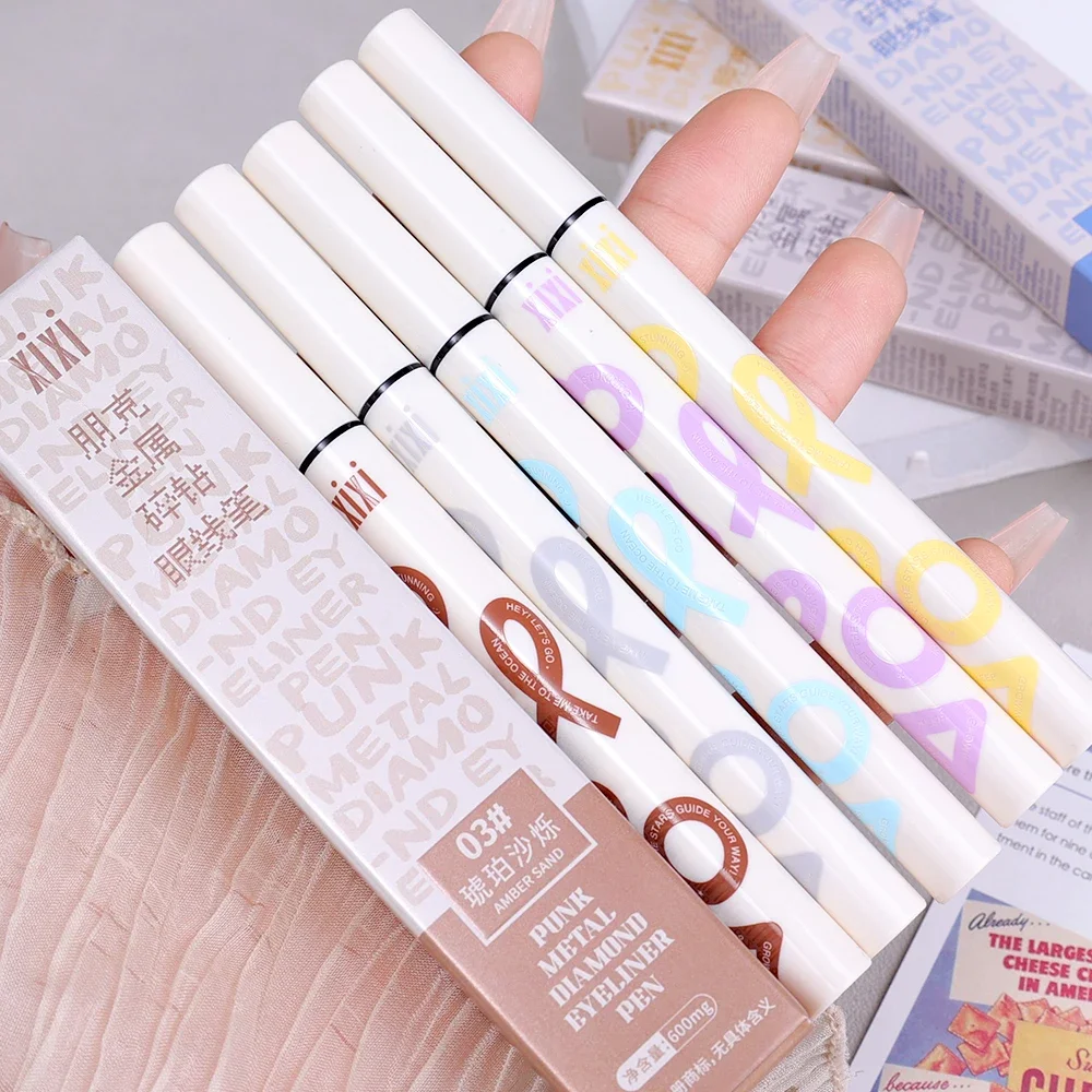 Waterproof Diamond Glitter Eyeliner Pencil Gold Purple Blue Long Lasting Shiny Eyeshadow Lying Silkworm Pen Eyes Makeup Cosmetic