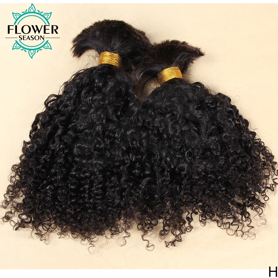 Afro Kinky Curly Bulk Hair For Braiding Full End Human Hair Bulk No Weft Mongolian Remy Hair 1/2/3Pcs/Lot Crochet Braids Hair