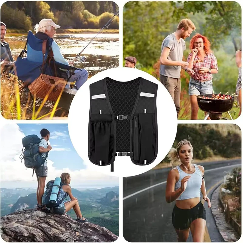 Laufweste für Damen und Herren, Verstellbarer Brustgurt Lauf-Hydrationsweste Leichter Reflektierender Hydrations-Rucksack für Marathon – Detail 6