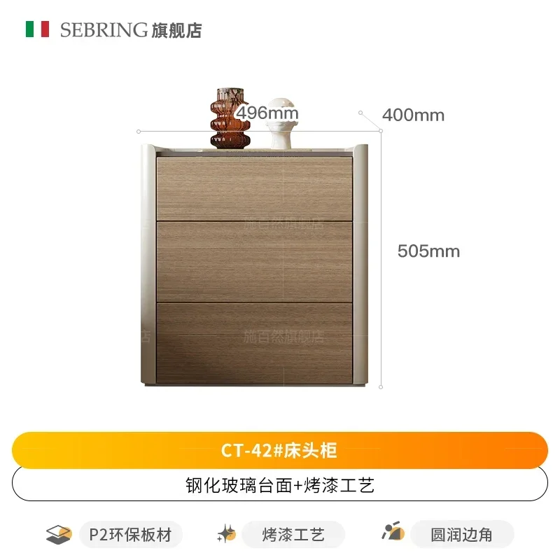 Bedroom bedside table  minimalist paint bedside drawer cabinet light luxury storage three-bucket cabinet R