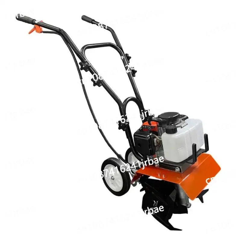 A small multi-functional household hand-guided plow for digging ditches, mounding soil and weeding