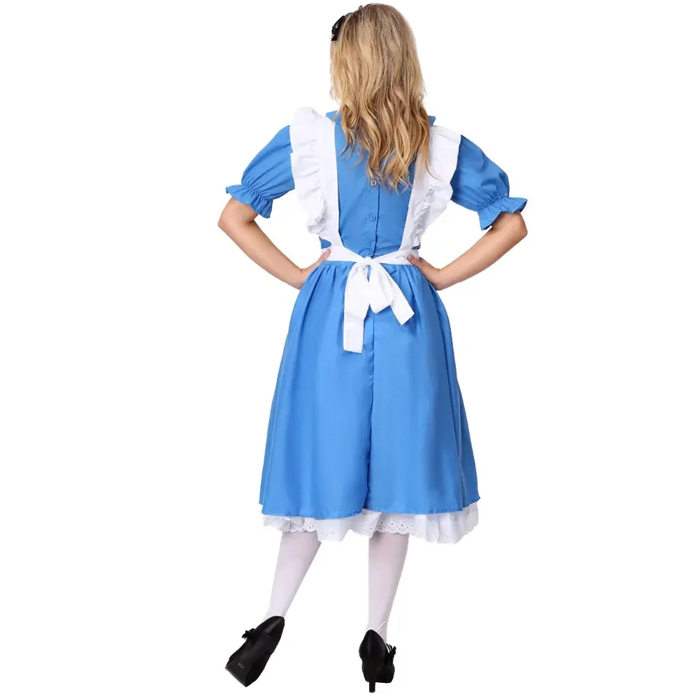 Costume de Cosplay Alice au Pays des Merveilles pour Fille, Robe de Femme de Chambre, Lolita, Bleu, ixd'Halloween, Enfants