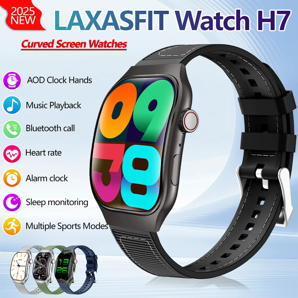 LAXASFIT New Slim Smart Watch Men's 2.01-inch AMOLED Curved