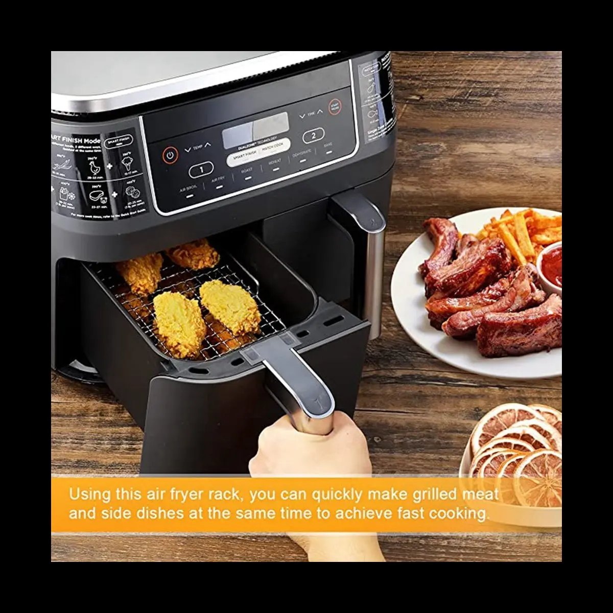 (。_。) Air Fryer Rack for Dual Air Fryer 304 Stainless Steel Multi-Layer Dehydrator Rack Toast Rack Air Fryer Accessories
