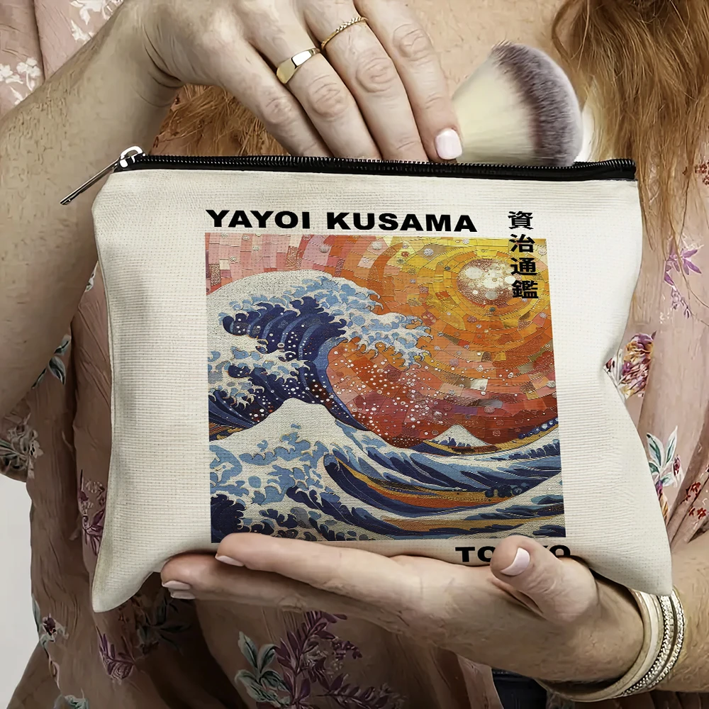 

Yayoi Kusama Dot Surreal Nature Scene Japan Inspired Cosmetic Bags Makeup Bag Pouch Travel Case Artistic Women Beauty Organizer