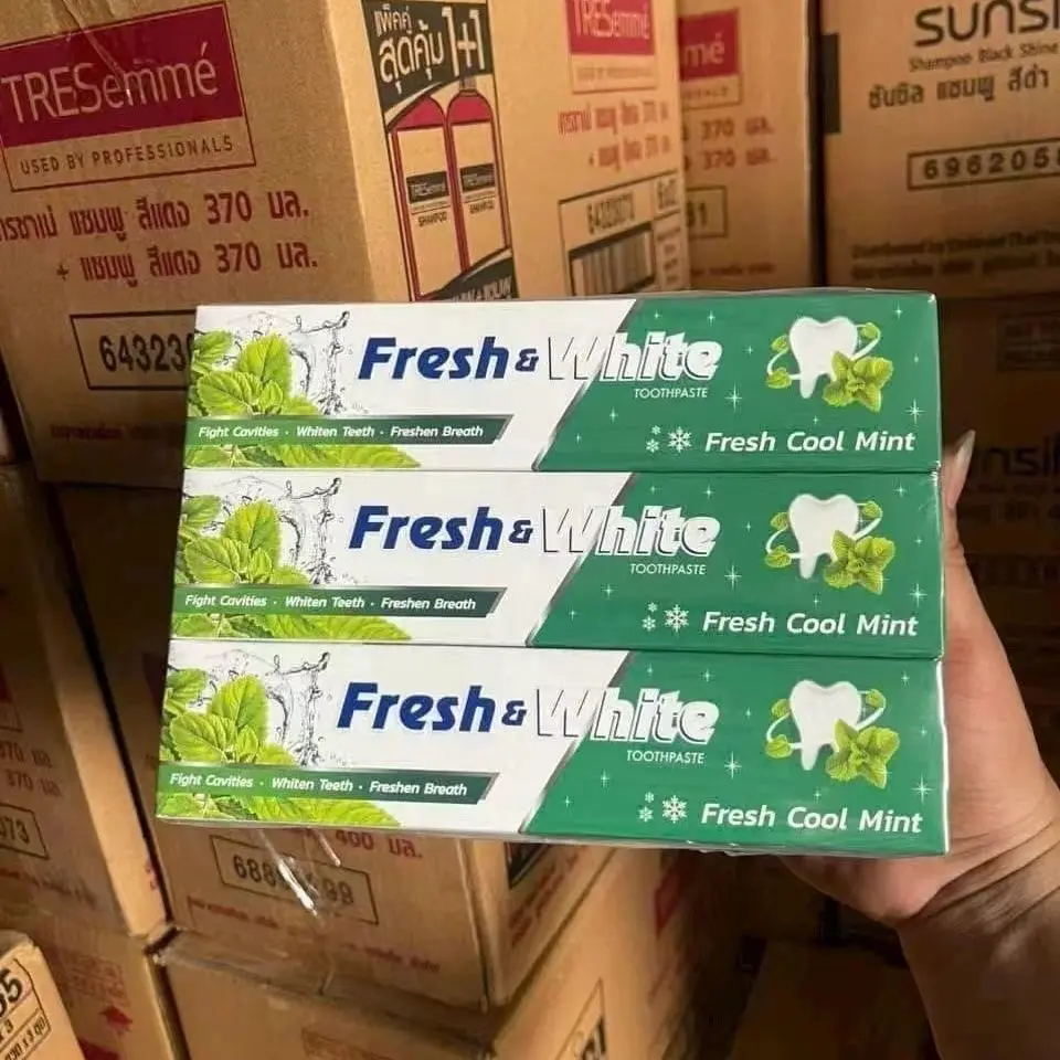 160gThailand Fresh White Toothpaste with Remove Bad Breath and Tooth Stains for Teeth Care Whitening Beauty Health