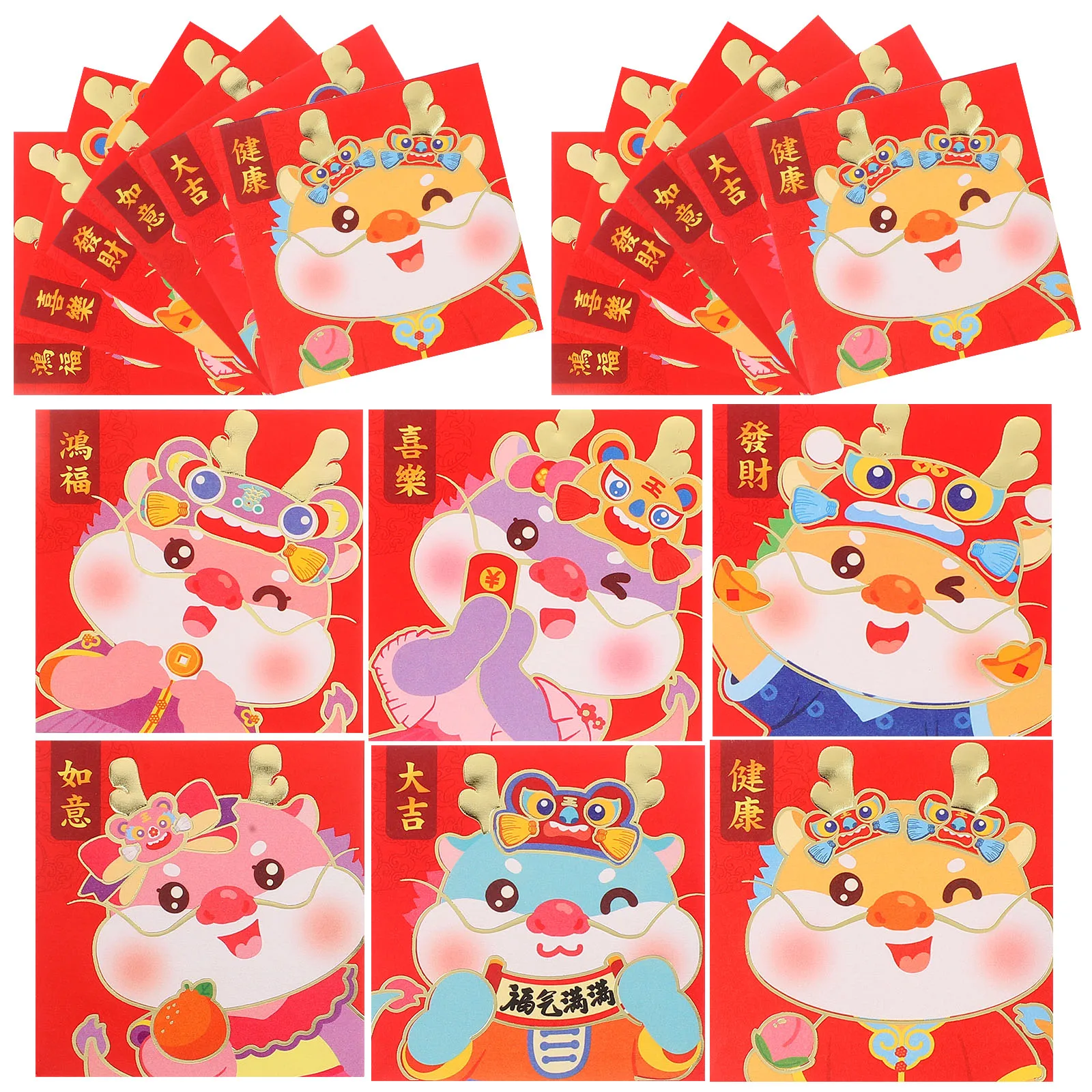 

24 шт. конверты китайский Новый год узор дракона бумажные пакеты декоративные мешочки для денег фестиваль вечерние церемония лунный традиционный