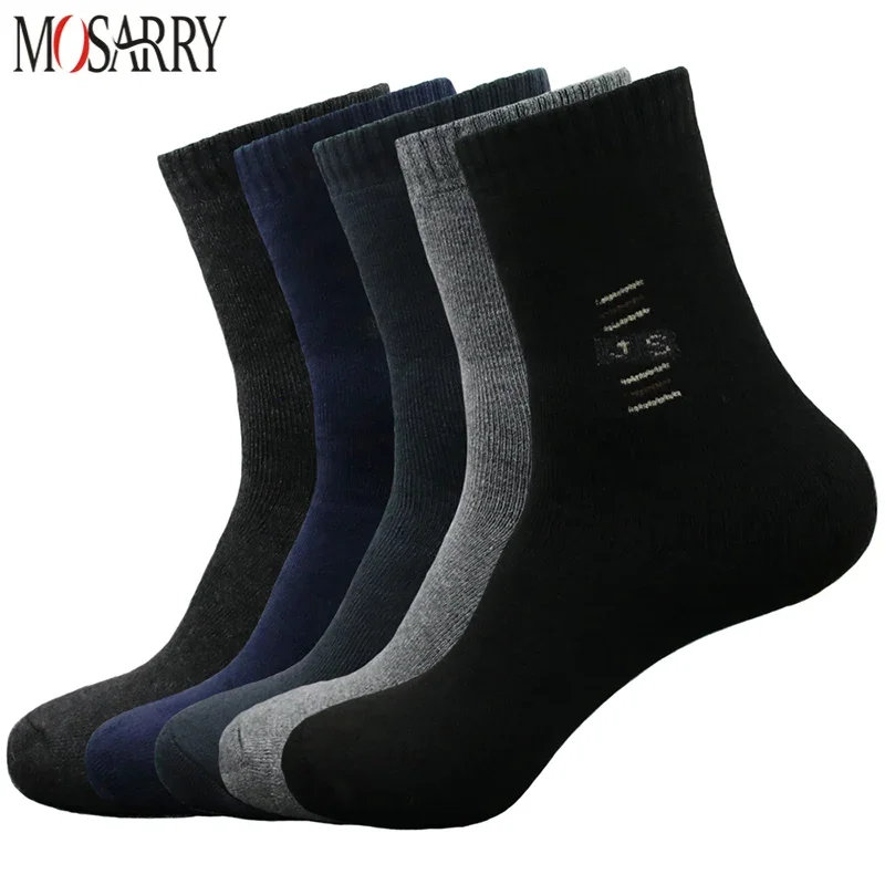 Socks Men Winter Cotton Black Gray Classic Business Casual Crew Socks Warm Thick Excellent Quality Breathable Male Sock Meias