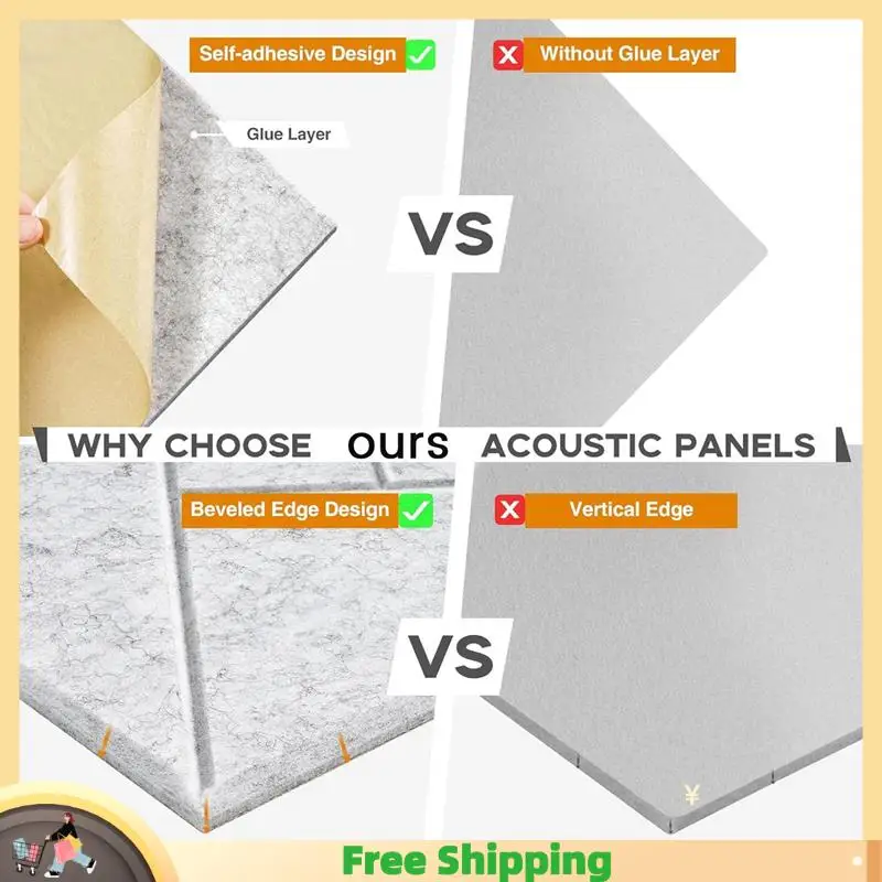 

X08A 12 Pack Self Adhesive Acoustic Panels, 12 X 12 X 0.4Inch Sound Proof Acoustic Foam, For Home Studio Office (Silver Gray) Du