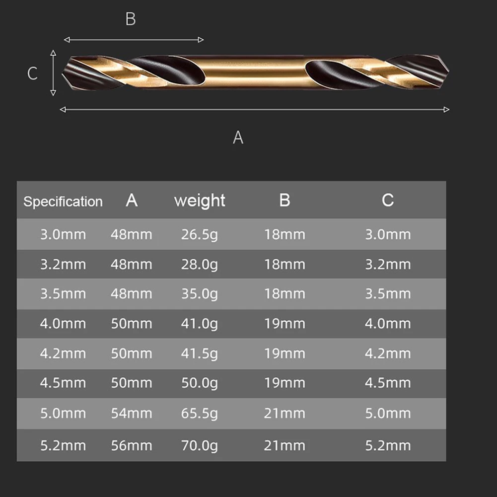 8 قطعة مجموعة لقمة ثقب مزدوجة الرأس مستقيم عرقوب الحفر للخشب ثقب معدني قطع الفولاذ المقاوم للصدأ أدوات الحفر لحفر اليد