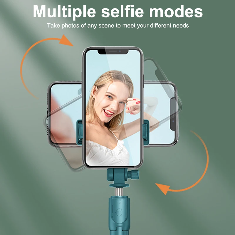 Treppiede per selfie stick per telefono cellulare Supporto per telefono con stick selfie wireless remoto Bluetooth con luce di riempimento di bellezza per telefono