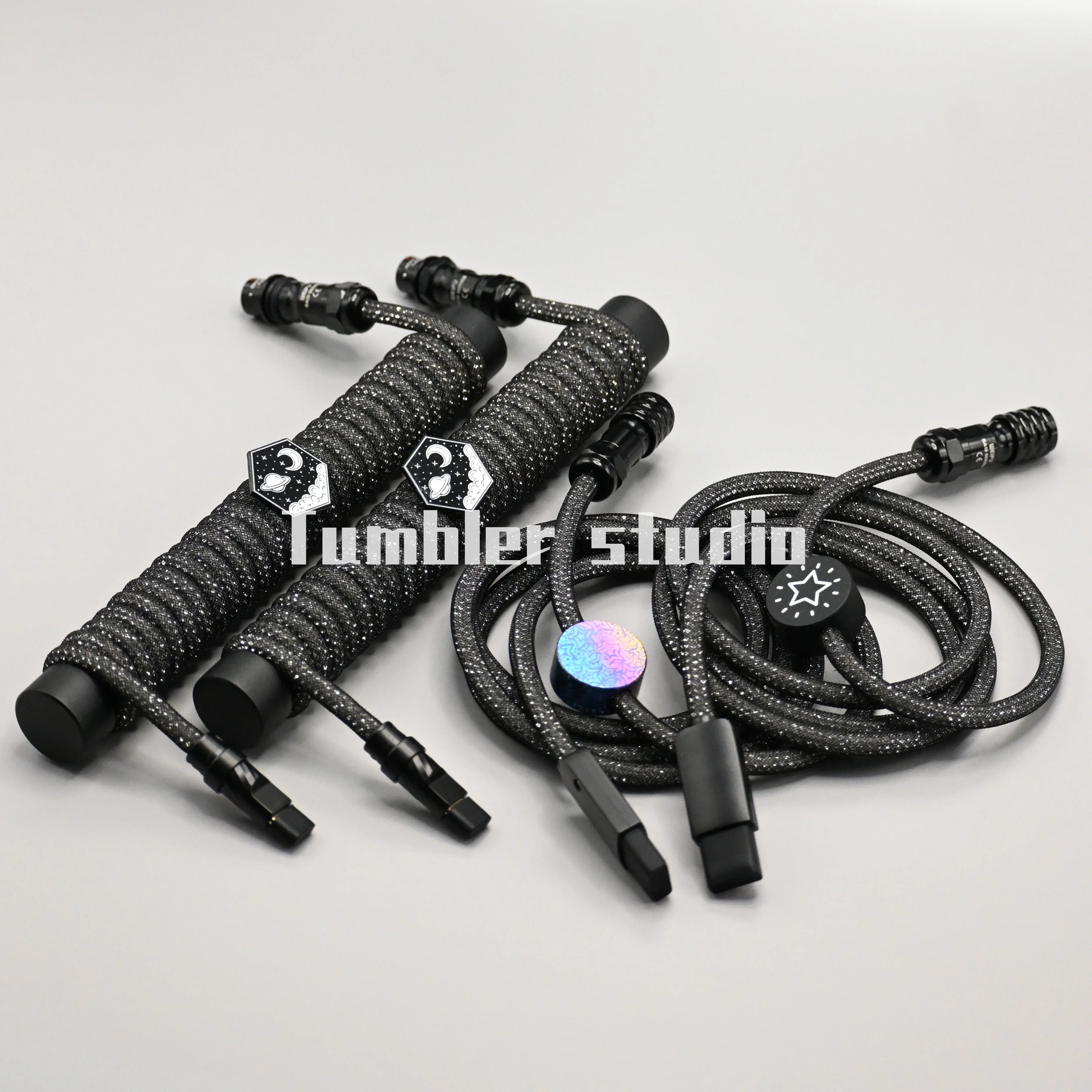 Tumbler Studio Starry Sky Theme Flash Black 8K Custom Mechanical Keyboard Aviator Cable Coiled Gaming Cord Magnetic Switch