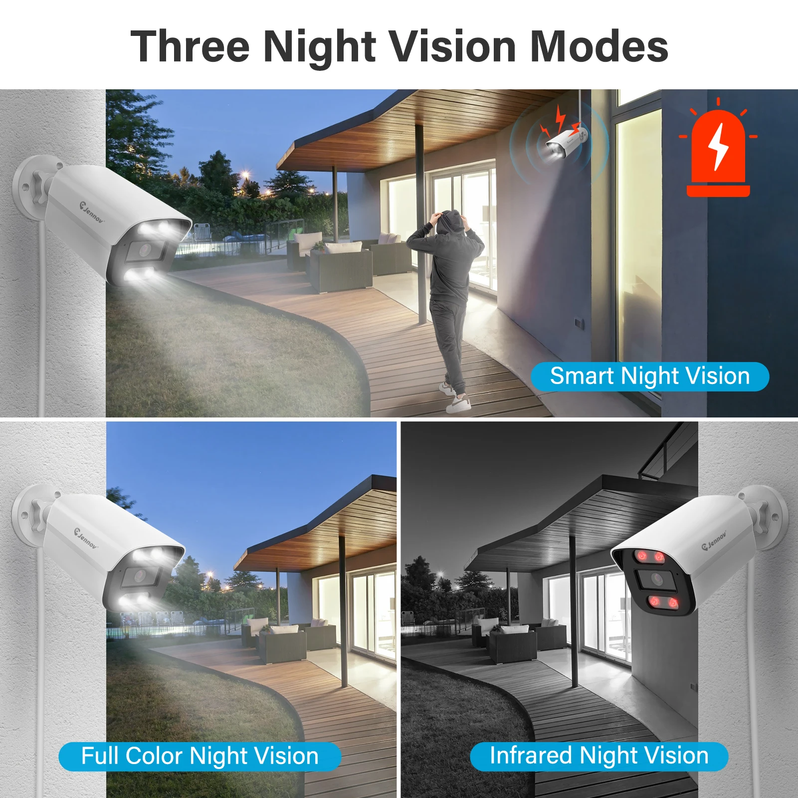 كاميرا Jennov 4K 8MP POE IP الأمن Hikvision متوافقة مع الصوت في الهواء الطلق 2-Way تتبع السيارات أمن الوطن نظام NVR IP66