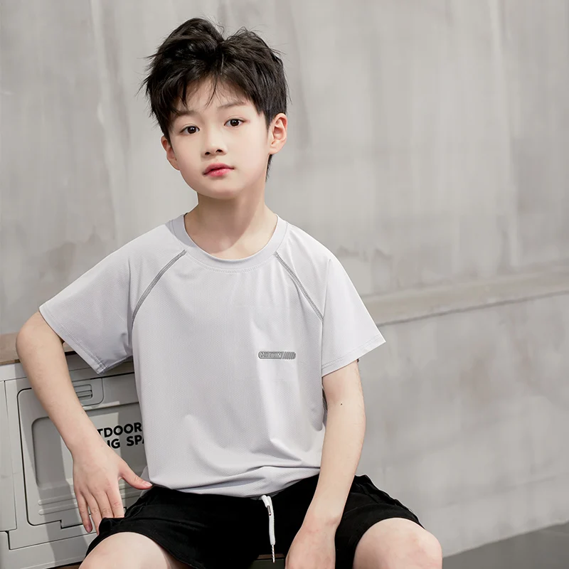 Быстросохнущая спортивная футболка для мальчиков и девочек, одежда для детей от 2 до 12 13 лет, летняя детская спортивная одежда, розовая, синяя детская футболка с беговым шлейфом