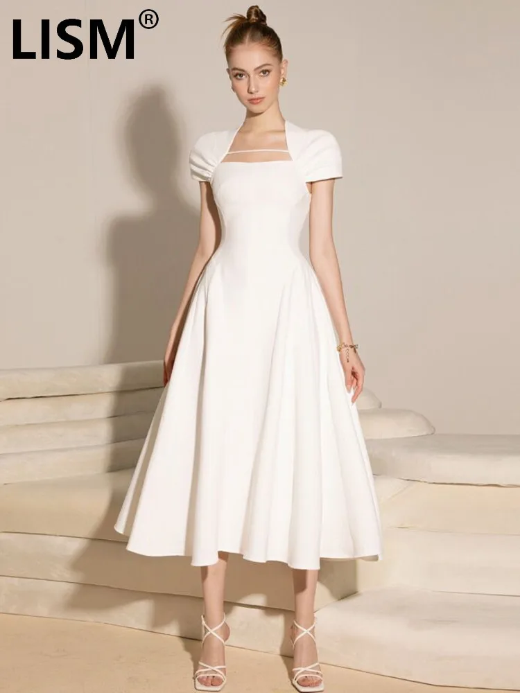 女性のためのエレガントなハイウエストイブニングドレス,スクエアカラー,パッチワークデザイン,新しい秋のファッション,2024