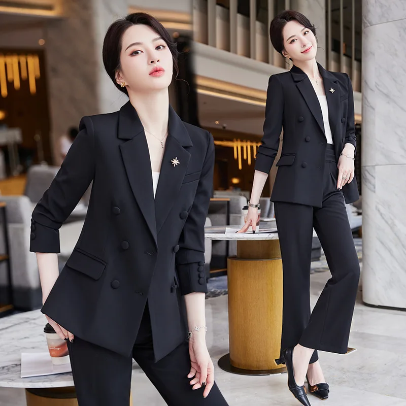 

2023 Long Sleeve Spring and Autumn Suit Suit Professional Commute Two-Piece White Collar Boss Manager Management Master General