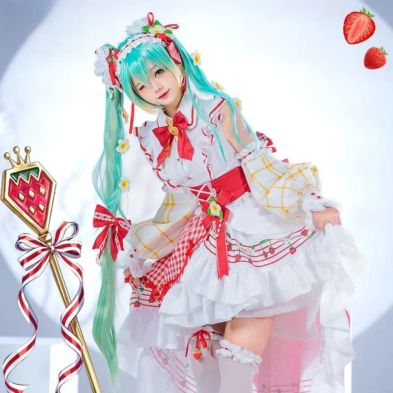 FC6Mikuu Cosplay Anime Mikuu 15th Anniversary Costume Cosplay Mikuu Fragola Abito Uniformi Di Natale Vestiti Parrucca Mikuu C@FC8!