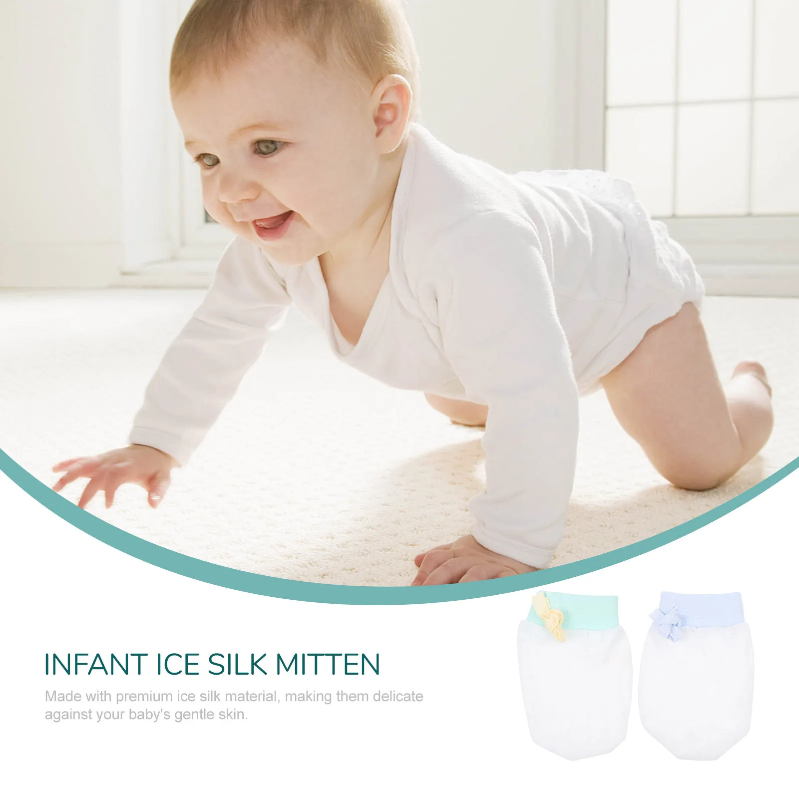 

2Pairs Newborn Ice Silk Gloves Protection Mittens Hand Protector Infant Scratch Guards Infant Ice Silk Mitten