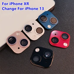 New Upgrade Fake Camera Lens Seconds Change For iPhone XR to 13 Back Film Phone Titanium Alloy Sticker Protector Modified Cover