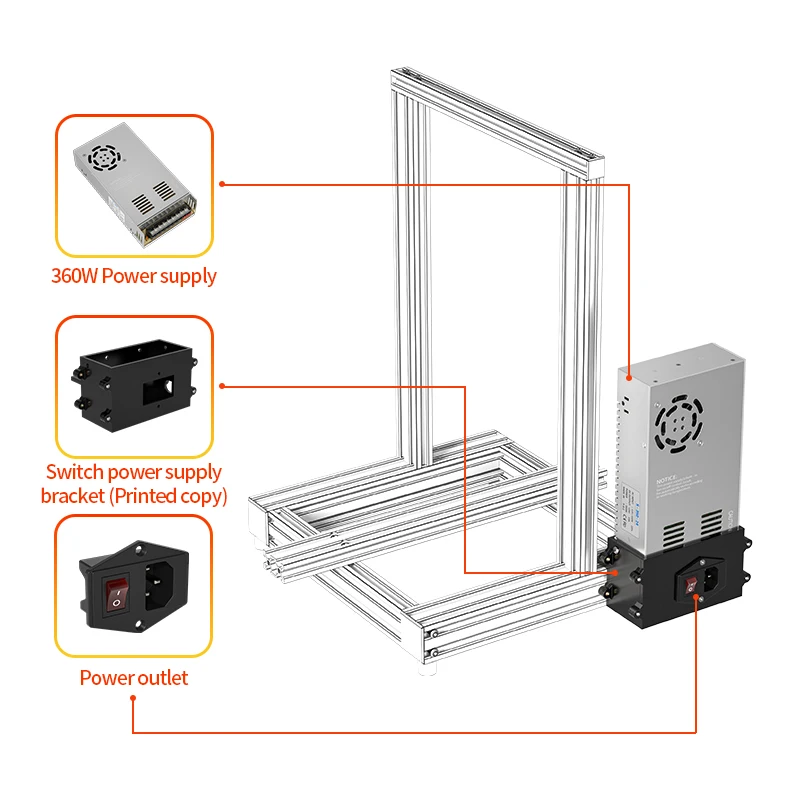 Transformador de alimentação para impressora 3d, interruptor para ender 3 prusa i3, diy, ac 110v/220v, dc 12v/30a, 24v/15a, 360w