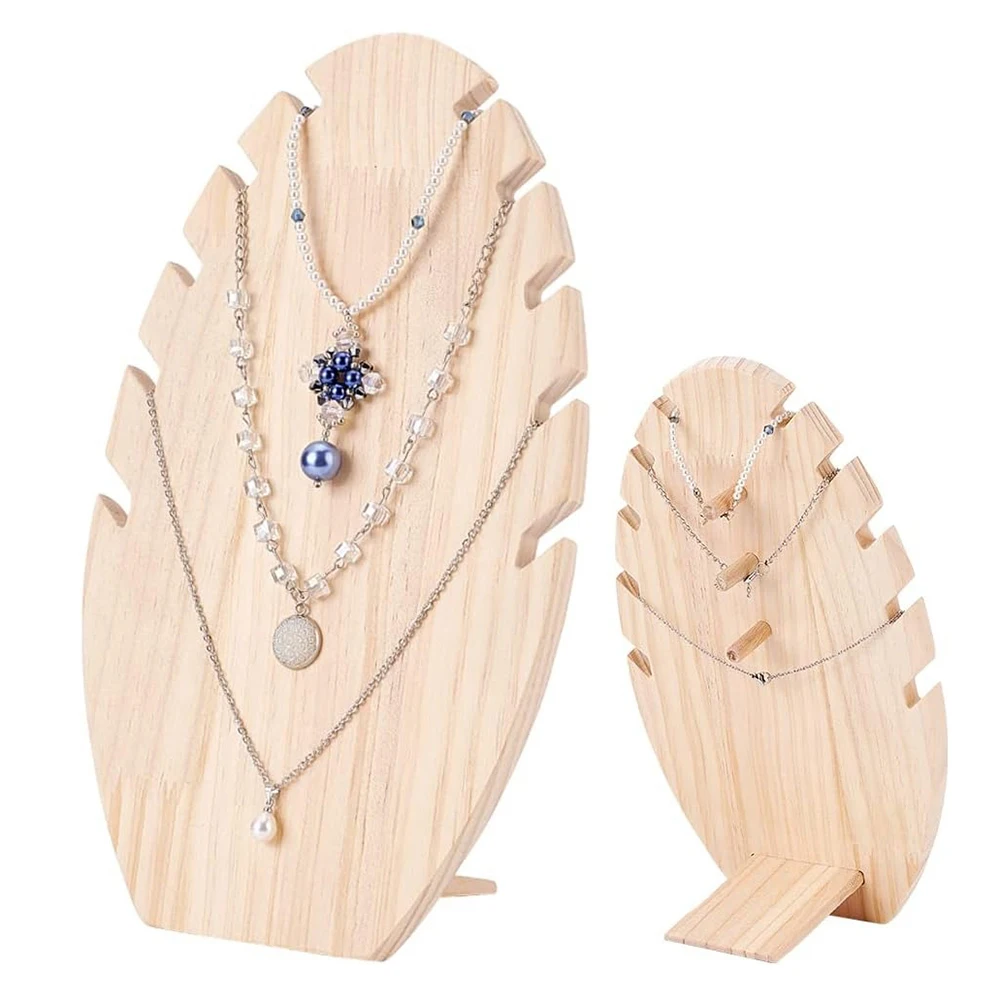 

Wooden Jewelry Necklace Ornament Vertical Display Stand Storage Multiple Pendant Jewelry Bracelets Display Holder Detachable