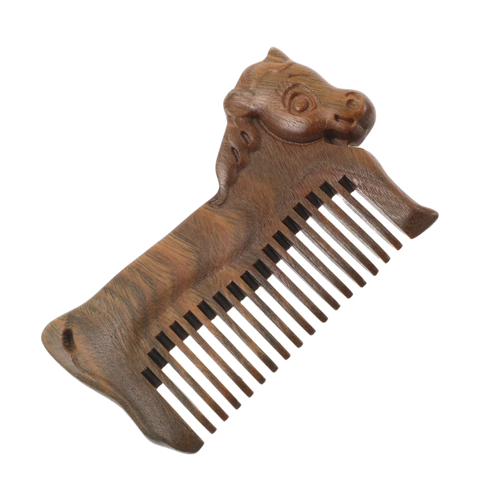 

Portable Sandalwood Wood Comb Zodiac Horse Design Anti Static Wide Tooth Scalp Massager Pocket Travel Hair Detangler Comb