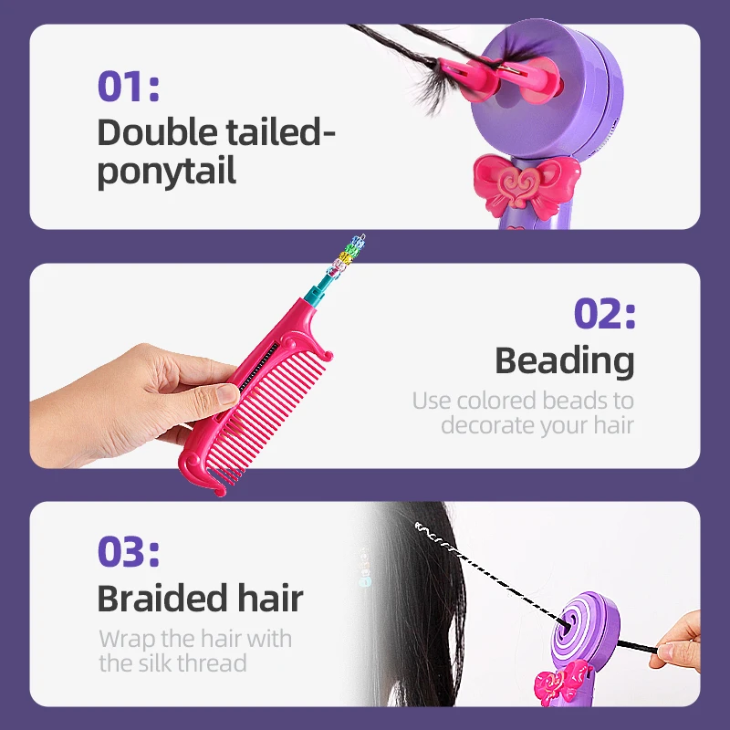 Strumento per acconciatura intrecciata fai-da-te per bambini Intrecciatore elettrico per capelli Twist Braider Roller Set di macchine per acconciature Giochi di imitazione Regali per ragazze