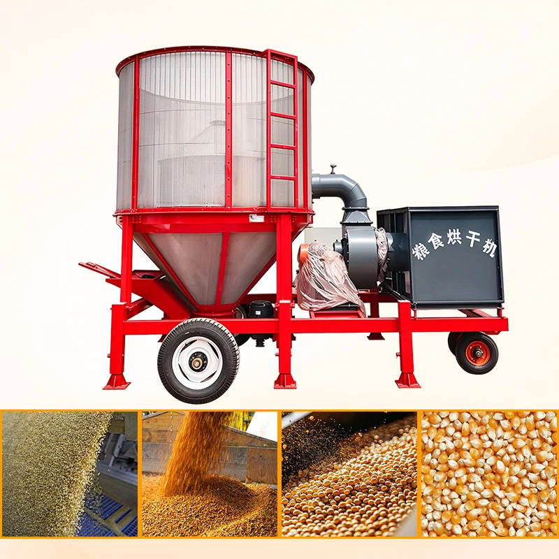 Mobile Grain Dryer With Elevator For Corn Soybean Wheat High Efficiency Tower Type Drying Machine For Commercial Farm