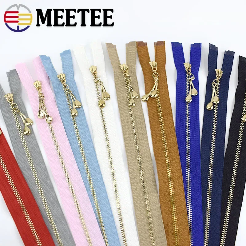 5Pcs Metal Decorative Zipper 3# Sewing Zipper 15-30cm Close-End 40-70cm Open-End Zips Bag Repair Kits DIY Garment Accessories