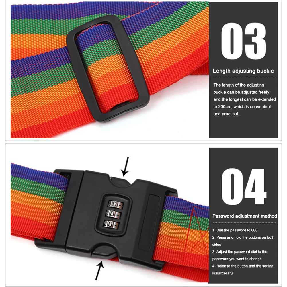 Password Lock Luggage Strap Suitcase Baggage Belt Easy To Use Password Code Lock Luggage Strap Secure Lock Safe Packing Belt