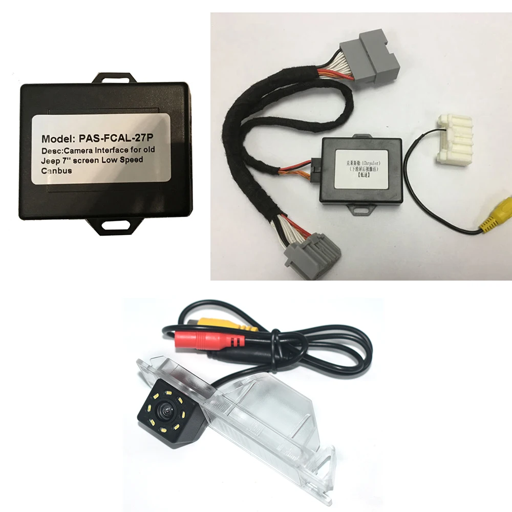 Auto hinten rückwärts bakcup kamera auto digital decoder box schnitts telle adapter für jeep kompass mk49 liberty cherokee kk wrangler j8