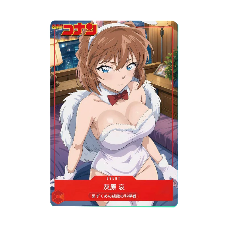 9Pcs/set 59X86Mm Diy Self Made Haibara Ai Mouri Ran Bunny Girl Acg Collection Card Color Flash Swimsuit Anime Cards Gift Toy