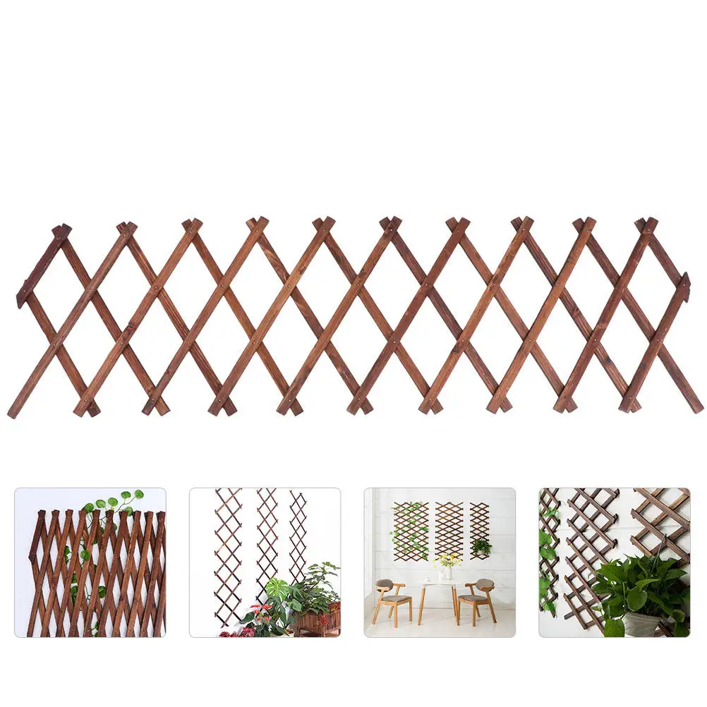 Expandable Wooden Garden Trellis Carbonized Wood Climbing Plant Support Wall Decor Divider Fence Panel Vine Support for Roses