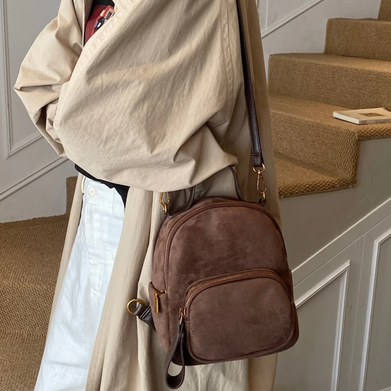 Korean Small Backpack for Women 2026 New Trendy Vintage Leopard Versatile Double Shoulder Bag Casual Simple Student Handbag